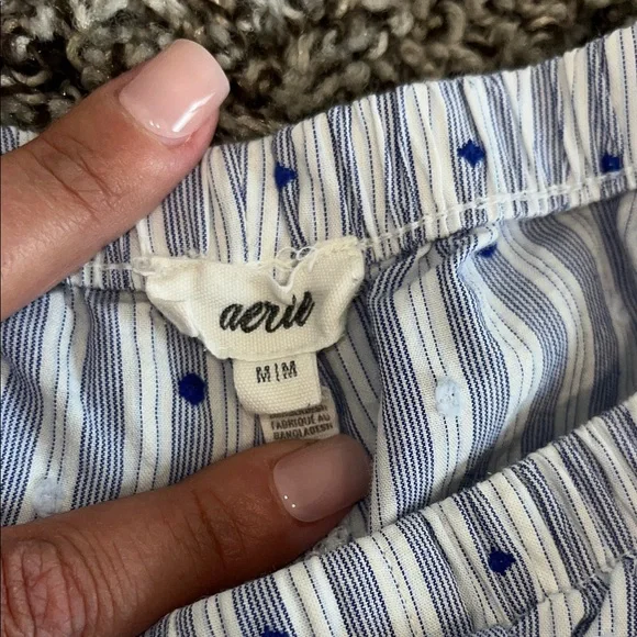 Aerie Light Blue and White Striped Pajama Pants Medium - Picture 4 of 6